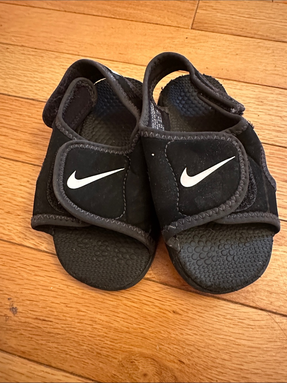 Nike Kids Black & White Velcro Slide Sandals